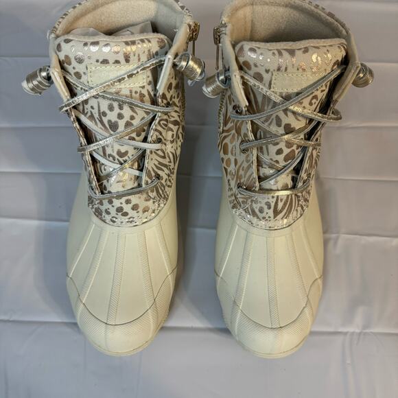 Sperry Women's Saltwater Waterproof Duck Boots Rain Boots Cream Gold Size 6M - Picture 4 of 9
